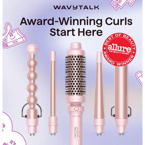 Wavytalk 5 in 1 Curling Iron Wand Set Brush & 4 Interchangeable Ceramic Wands